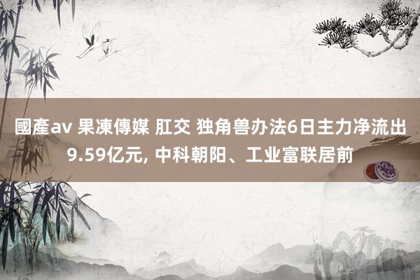 國產av 果凍傳媒 肛交 独角兽办法6日主力净流出9.59亿元， 中科朝阳、工业富联居前