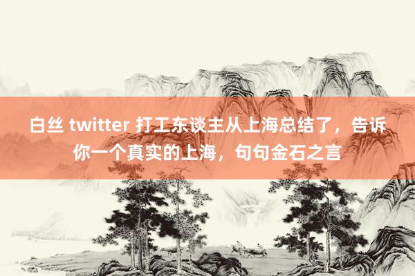 白丝 twitter 打工东谈主从上海总结了，告诉你一个真实的上海，句句金石之言