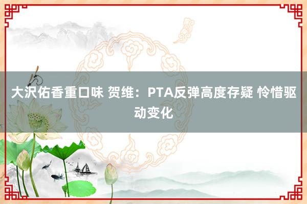 大沢佑香重口味 贺维：PTA反弹高度存疑 怜惜驱动变化