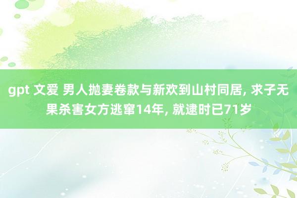 gpt 文爱 男人抛妻卷款与新欢到山村同居， 求子无果杀害女方逃窜14年， 就逮时已71岁