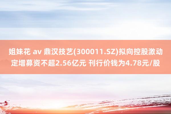 姐妹花 av 鼎汉技艺(300011.SZ)拟向控股激动定增募资不超2.56亿元 刊行价钱为4.78元/股