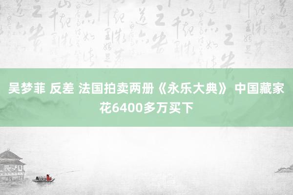 吴梦菲 反差 法国拍卖两册《永乐大典》 中国藏家花6400多万买下