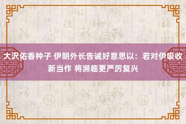 大沢佑香种子 伊朗外长告诫好意思以：若对伊吸收新当作 将濒临更严厉复兴