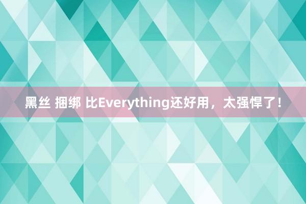 黑丝 捆绑 比Everything还好用，太强悍了！