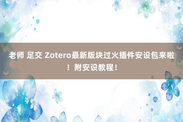 老师 足交 Zotero最新版块过火插件安设包来啦！附安设教程！