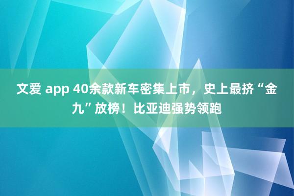 文爱 app 40余款新车密集上市，史上最挤“金九”放榜！比亚迪强势领跑