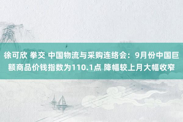 徐可欣 拳交 中国物流与采购连络会：9月份中国巨额商品价钱指数为110.1点 降幅较上月大幅收窄