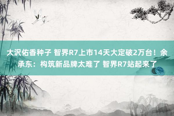 大沢佑香种子 智界R7上市14天大定破2万台！余承东：构筑新品牌太难了 智界R7站起来了