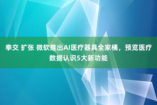 拳交 扩张 微软推出AI医疗器具全家桶，预览医疗数据认识5大新功能