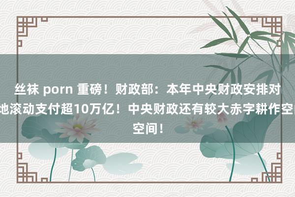 丝袜 porn 重磅！财政部：本年中央财政安排对场地滚动支付超10万亿！中央财政还有较大赤字耕作空间！