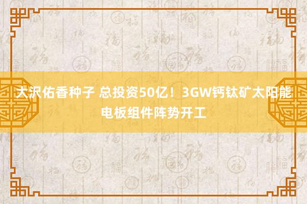 大沢佑香种子 总投资50亿！3GW钙钛矿太阳能电板组件阵势开工