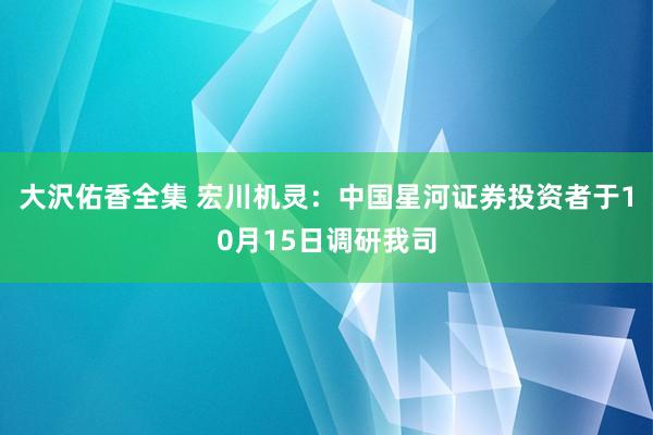 大沢佑香全集 宏川机灵：中国星河证券投资者于10月15日调研我司