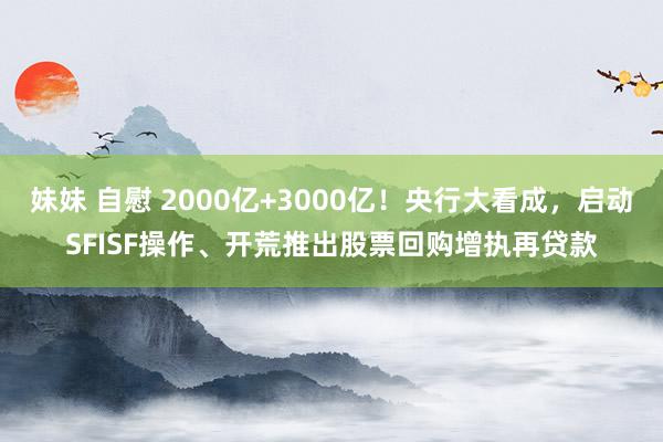 妹妹 自慰 2000亿+3000亿！央行大看成，启动SFISF操作、开荒推出股票回购增执再贷款