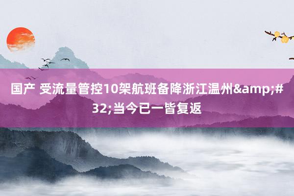 国产 受流量管控10架航班备降浙江温州&#32;当今已一皆复返