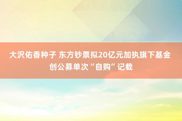 大沢佑香种子 东方钞票拟20亿元加执旗下基金 创公募单次“自购”记载