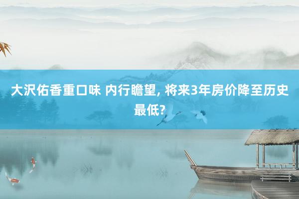 大沢佑香重口味 内行瞻望， 将来3年房价降至历史最低?