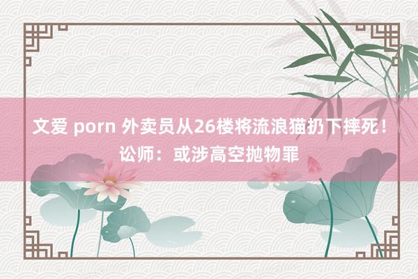 文爱 porn 外卖员从26楼将流浪猫扔下摔死！讼师：或涉高空抛物罪