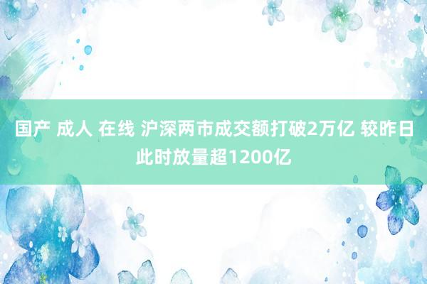 国产 成人 在线 沪深两市成交额打破2万亿 较昨日此时放量超1200亿