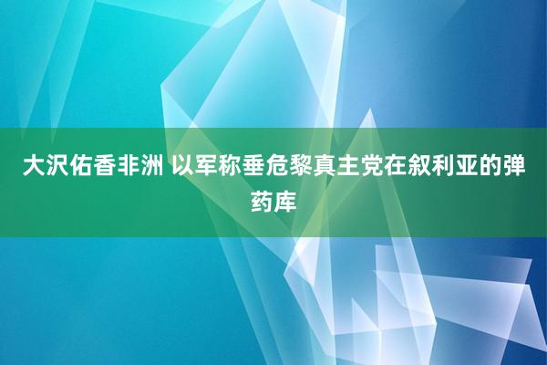 大沢佑香非洲 以军称垂危黎真主党在叙利亚的弹药库