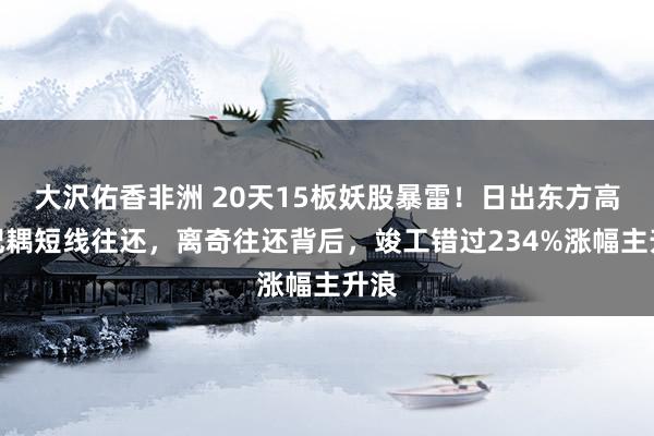 大沢佑香非洲 20天15板妖股暴雷！日出东方高管妃耦短线往还，离奇往还背后，竣工错过234%涨幅主升浪