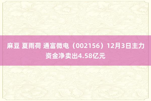 麻豆 夏雨荷 通富微电（002156）12月3日主力资金净卖出4.58亿元