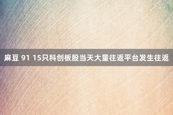 麻豆 91 15只科创板股当天大量往返平台发生往返